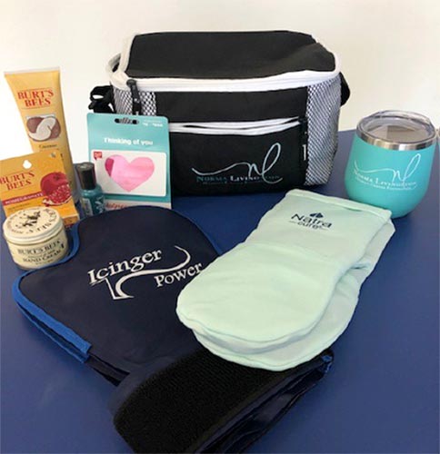 JAN's Neuropathy Medical Support Kits include a pair of cold therapy mittens and booties along with a small travel cooler for easy transportation to clinic appointments.